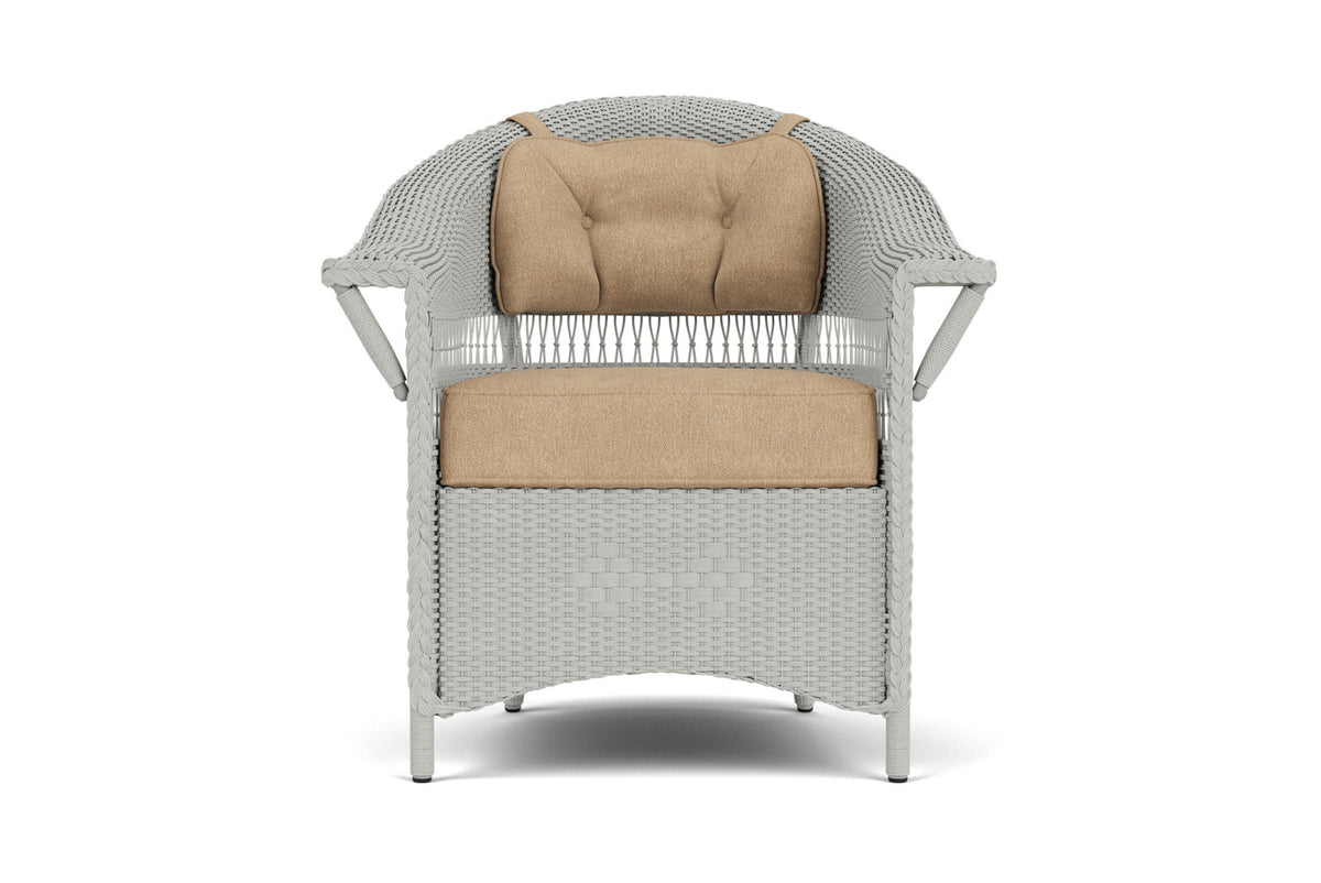 Lloyd Flanders Nantucket Dining Armchair in Platinum with Hayden Sand fabric