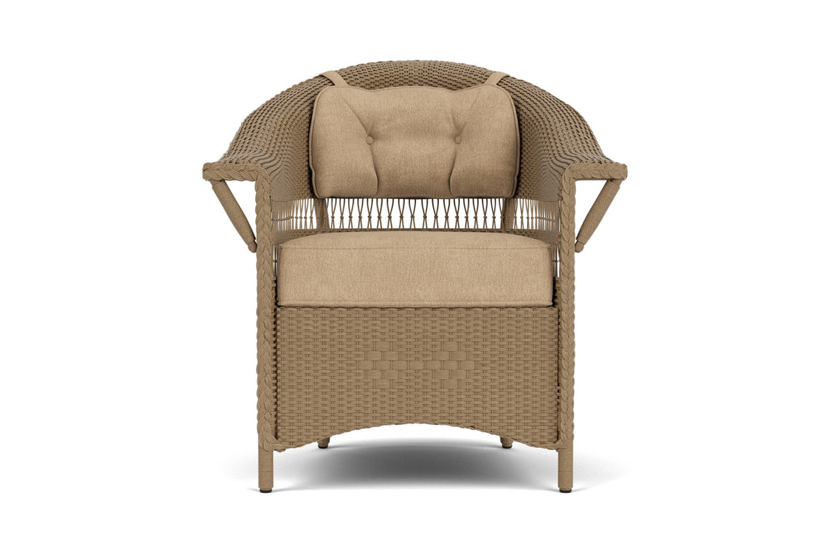 Lloyd Flanders Nantucket Dining Armchair in Fawn with Hayden Sand fabric
