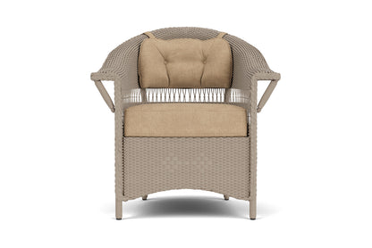Lloyd Flanders Nantucket Dining Armchair in French Beige with Hayden Sand fabric