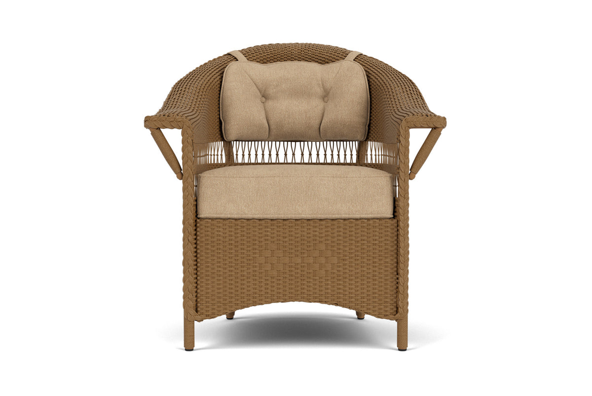 Lloyd Flanders Nantucket Dining Set in Hickory with Hayden Sand fabric