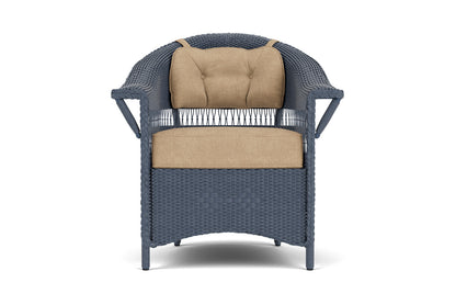 Lloyd Flanders Nantucket Dining Set in Denim Blue with Hayden Sand fabric
