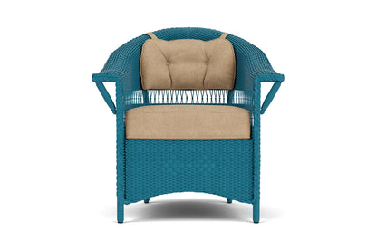 Lloyd Flanders Nantucket Dining Armchair in Peacock with Hayden Sand fabric