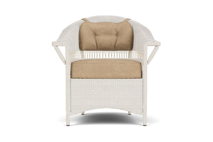 Lloyd Flanders Nantucket Dining Set in Antique White with Hayden Sand fabric