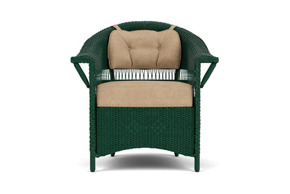 Lloyd Flanders Nantucket Dining Armchair in Woodland with Hayden Sand fabric