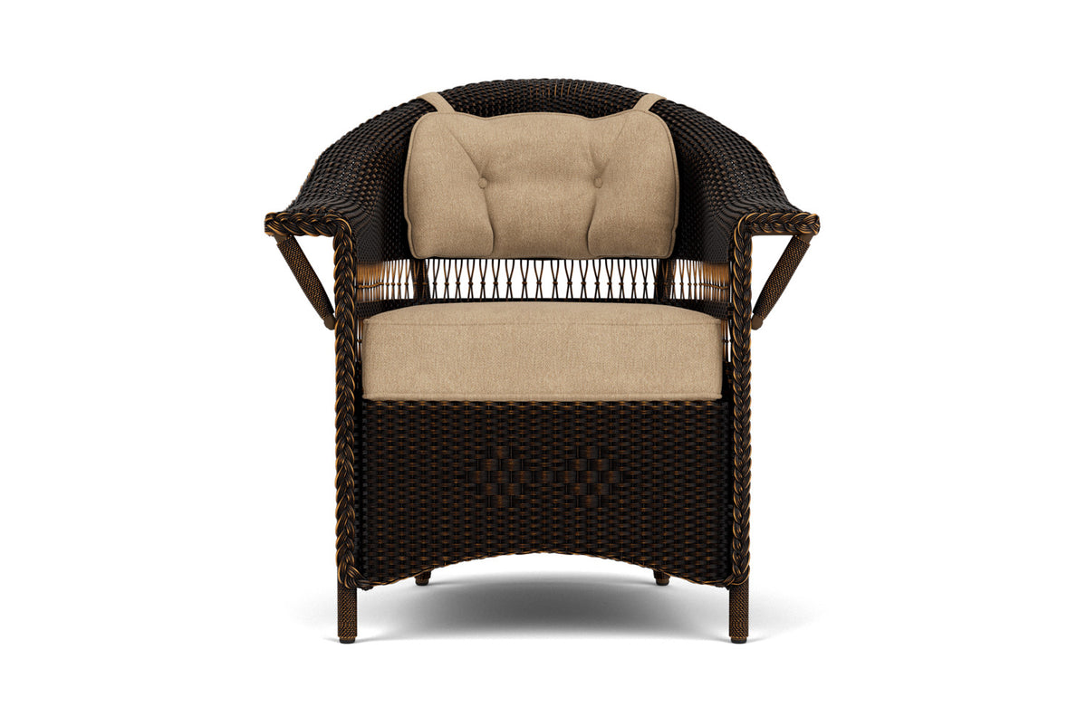 Lloyd Flanders Nantucket Dining Set in Mink with Hayden Sand fabric