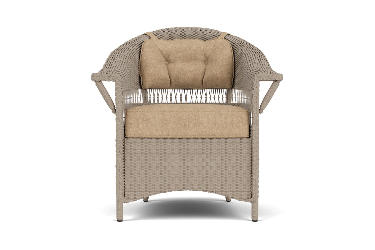 Lloyd Flanders Nantucket Dining Set in French Beige with Hayden Sand fabric
