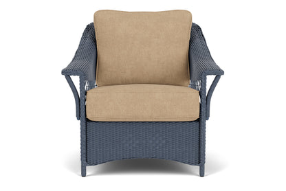 Lloyd Flanders Nantucket Lounge Chair in Denim Blue with Hayden Sand fabric