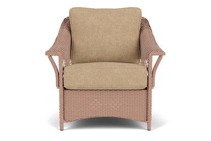 Lloyd Flanders Nantucket Lounge Chair in Rosewood with Hayden Sand fabric