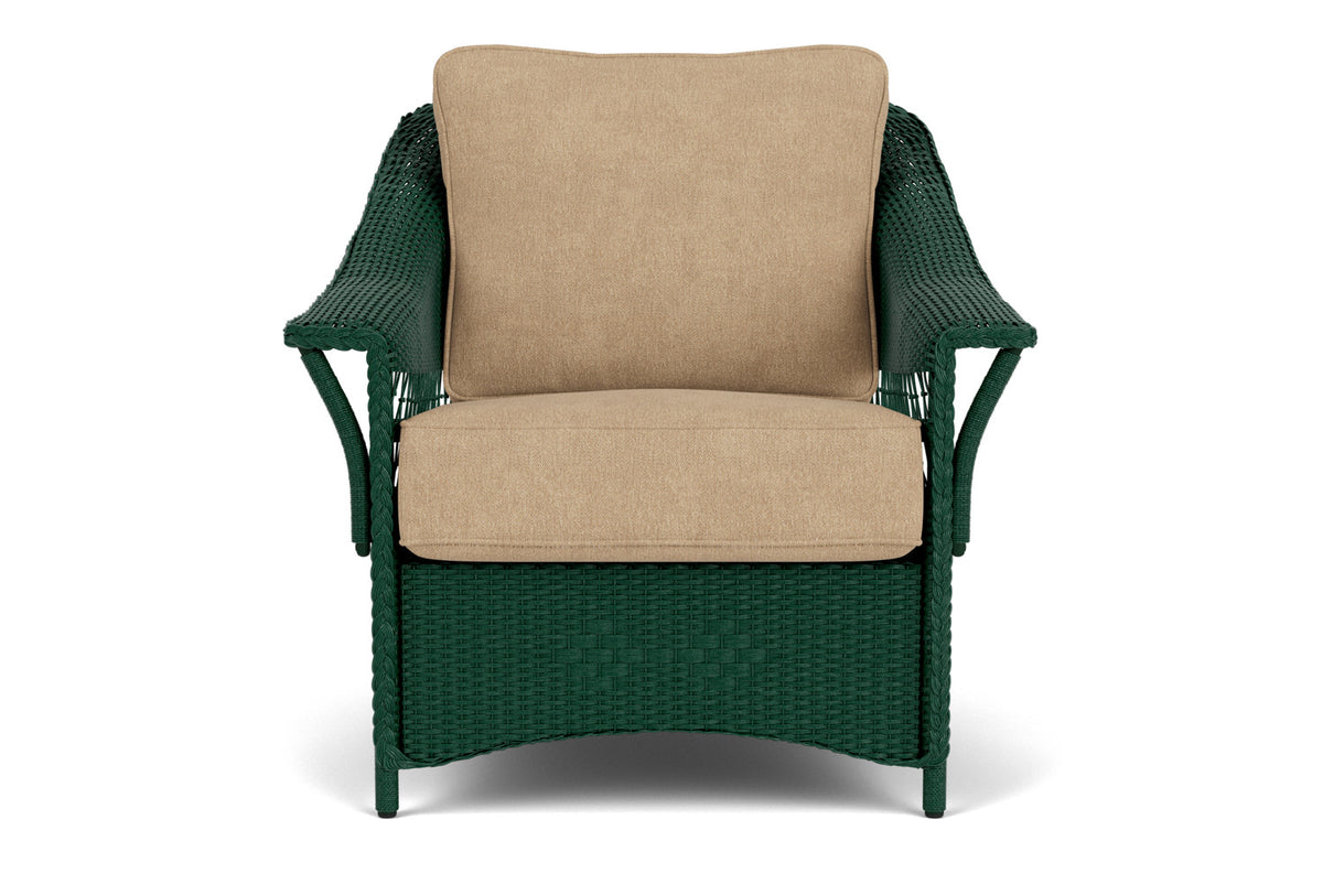 Lloyd Flanders Nantucket Lounge Chair in Woodland with Hayden Sand fabric