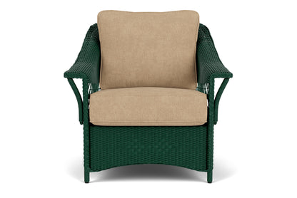 Lloyd Flanders Nantucket Lounge Chair in Woodland with Hayden Sand fabric