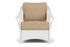 Lloyd Flanders Nantucket Lounge Chair in White with Hayden Sand fabric