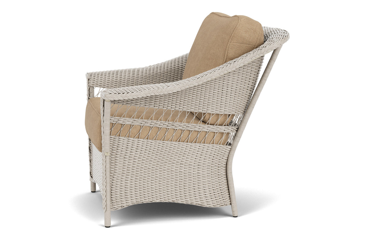 Lloyd Flanders Nantucket Lounge Chair in Linen with Hayden Sand fabric, view 9