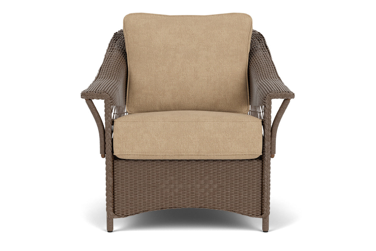 Lloyd Flanders Nantucket Lounge Chair in Bark with Hayden Sand fabric