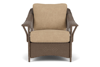 Lloyd Flanders Nantucket Lounge Chair in Bark with Hayden Sand fabric