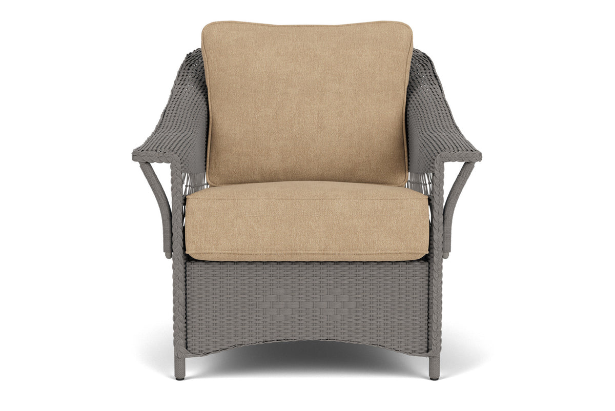 Lloyd Flanders Nantucket Lounge Chair in Pewter with Hayden Sand fabric