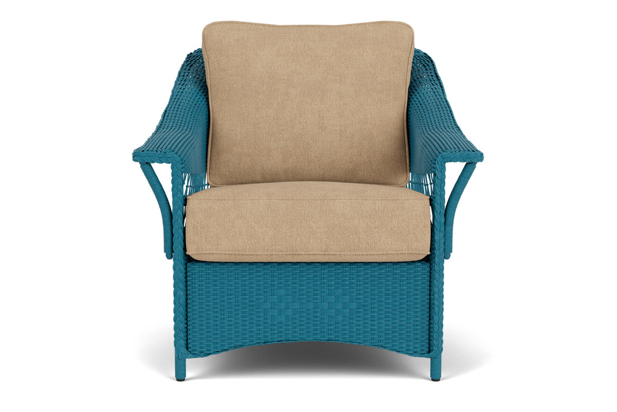 Lloyd Flanders Nantucket Lounge Chair in Peacock with Hayden Sand fabric