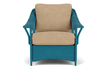 Lloyd Flanders Nantucket Lounge Chair in Peacock with Hayden Sand fabric