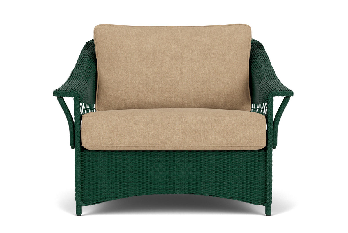 Lloyd Flanders Nantucket Chair and a Half in Woodland with Hayden Sand fabric