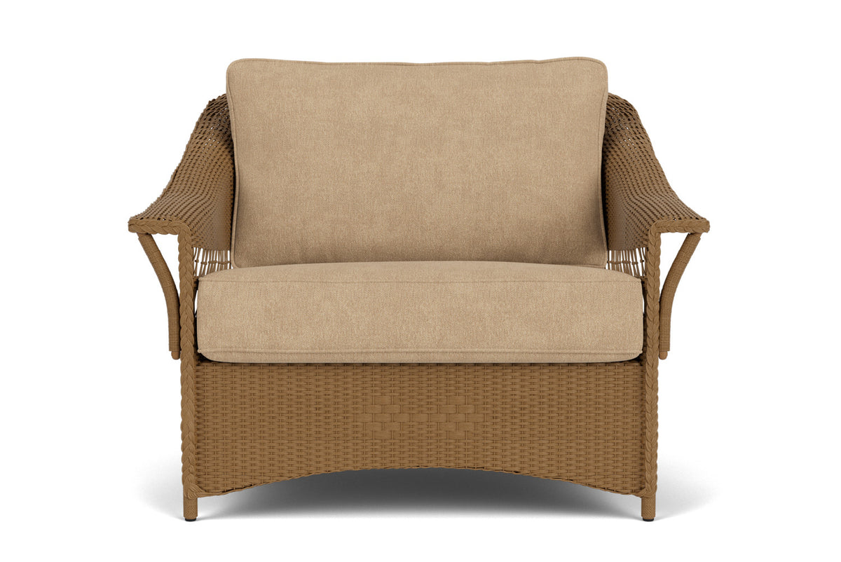 Lloyd Flanders Nantucket Chair and a Half in Hickory with Hayden Sand fabric