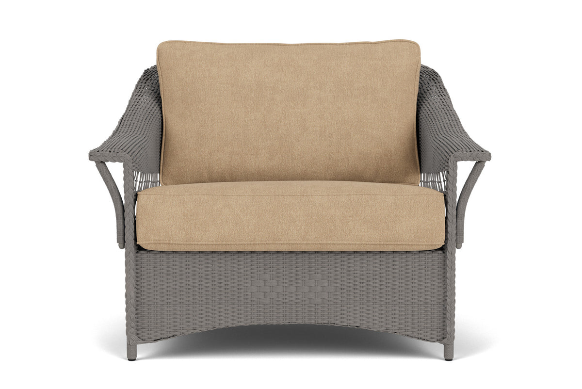 Lloyd Flanders Nantucket Chair and a Half in Pewter with Hayden Sand fabric
