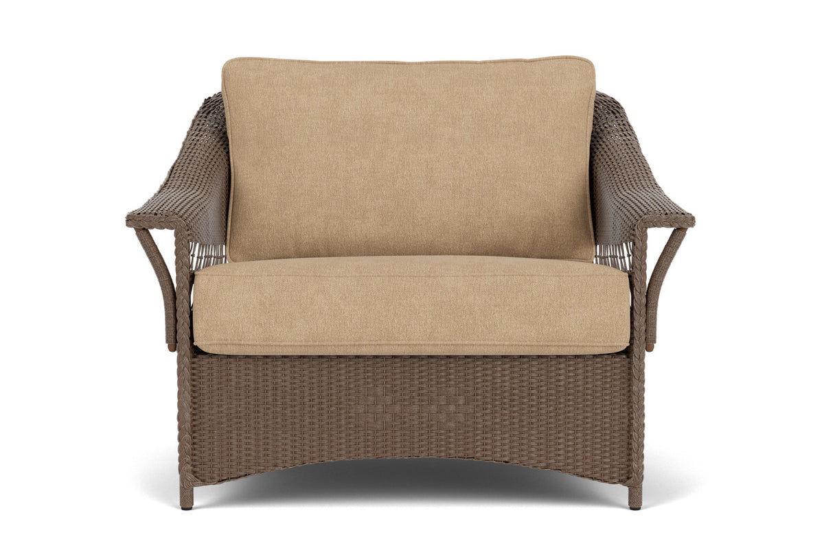 Lloyd Flanders Nantucket Chair and a Half in Bark with Hayden Sand fabric