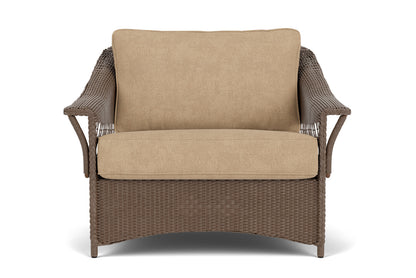 Lloyd Flanders Nantucket Chair and a Half in Bark with Hayden Sand fabric