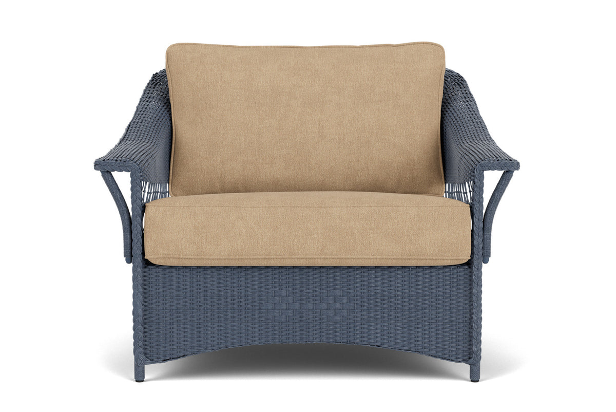 Lloyd Flanders Nantucket Chair and a Half in Denim Blue with Hayden Sand fabric