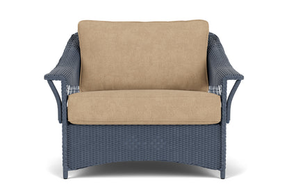 Lloyd Flanders Nantucket Chair and a Half in Denim Blue with Hayden Sand fabric