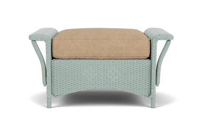 Lloyd Flanders Nantucket Ottoman in Sea Glass with Hayden Sand fabric