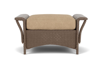 Lloyd Flanders Nantucket Ottoman in Bark with Hayden Sand fabric
