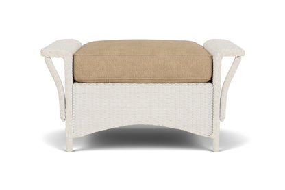 Lloyd Flanders Nantucket Ottoman in Antique White with Hayden Sand fabric
