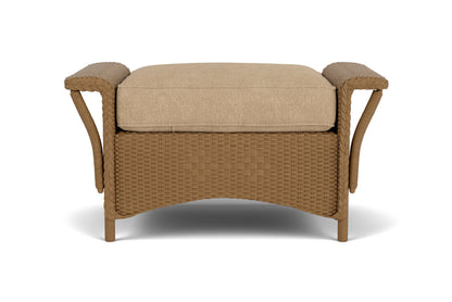 Lloyd Flanders Nantucket Ottoman in Hickory with Hayden Sand fabric