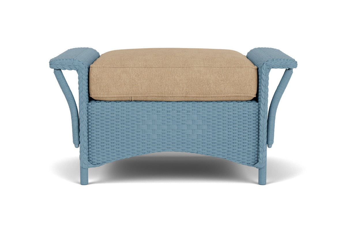 Lloyd Flanders Nantucket Ottoman in Stillwater with Hayden Sand fabric