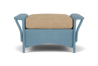Lloyd Flanders Nantucket Ottoman in Stillwater with Hayden Sand fabric