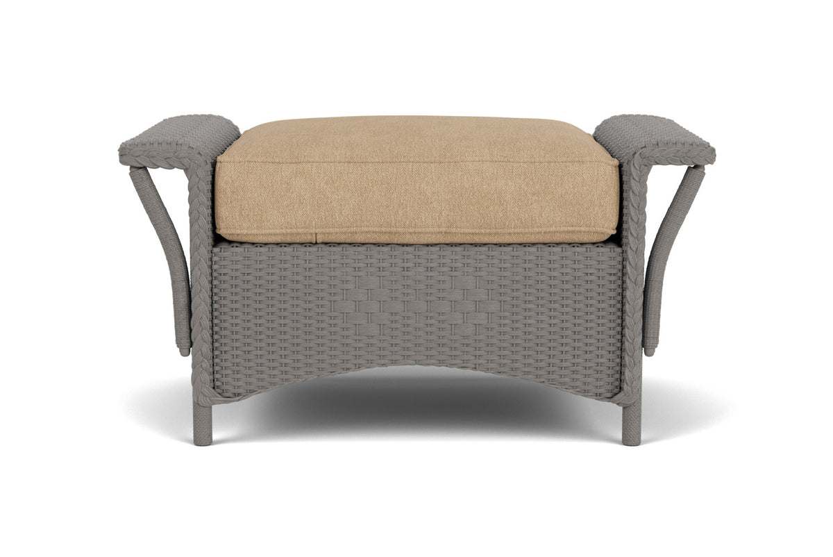 Lloyd Flanders Nantucket Ottoman in Pewter with Hayden Sand fabric