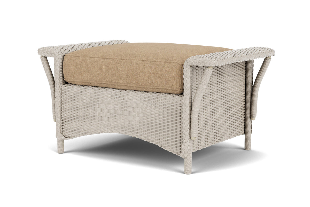 Lloyd Flanders Nantucket Ottoman in Linen with Hayden Sand fabric, view 10