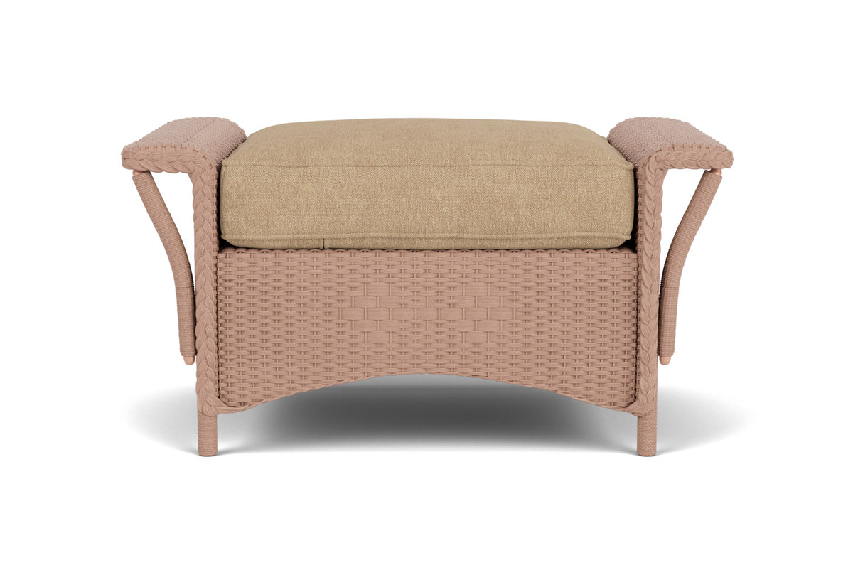 Lloyd Flanders Nantucket Ottoman in Rosewood with Hayden Sand fabric