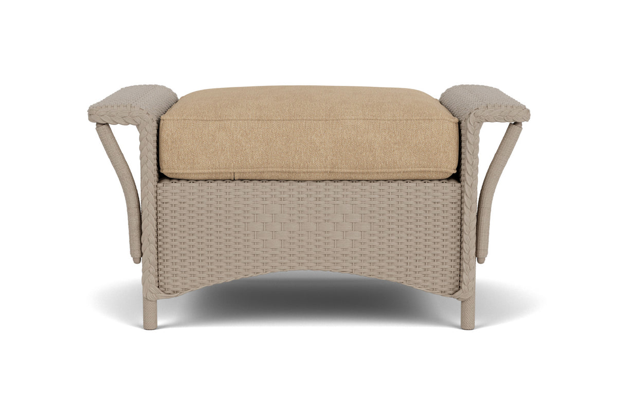 Lloyd Flanders Nantucket Ottoman in French Beige with Hayden Sand fabric
