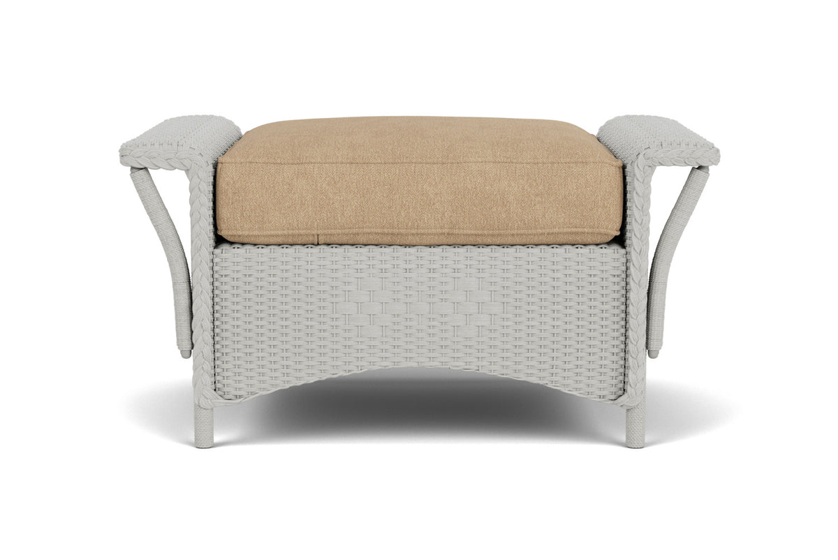 Lloyd Flanders Nantucket Ottoman in Platinum with Hayden Sand fabric