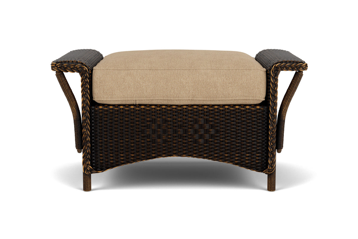Lloyd Flanders Nantucket Ottoman in Mink with Hayden Sand fabric