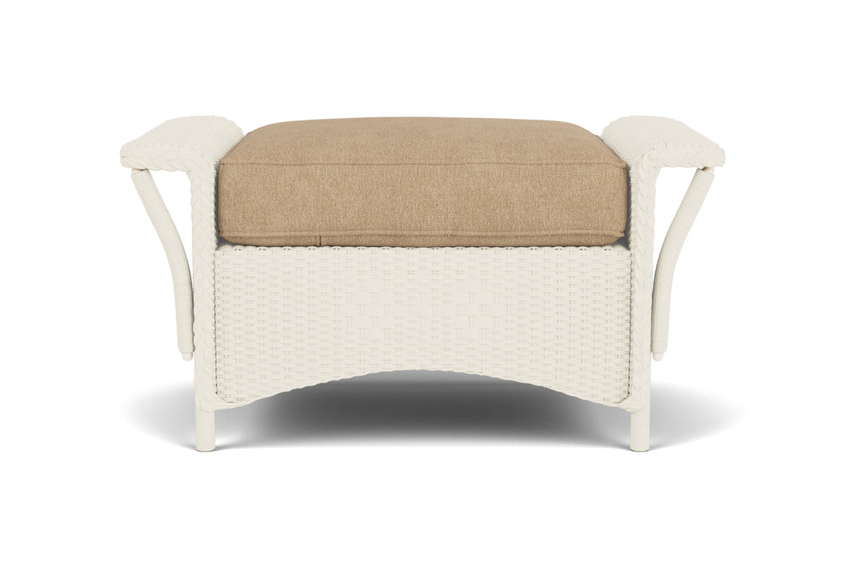 Lloyd Flanders Nantucket Ottoman in Ivory with Hayden Sand fabric