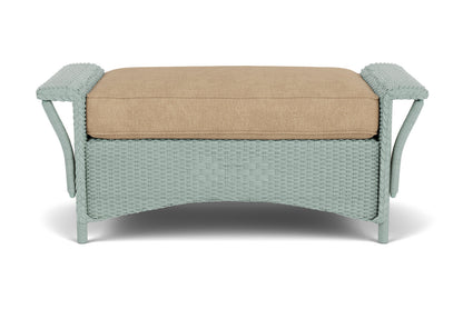 Lloyd Flanders Nantucket Large Ottoman in Sea Glass with Hayden Sand fabric