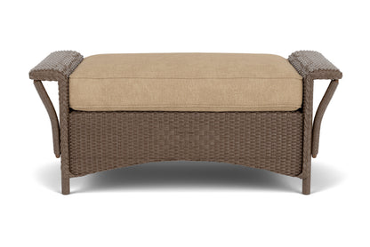 Lloyd Flanders Nantucket Large Ottoman in Bark with Hayden Sand fabric