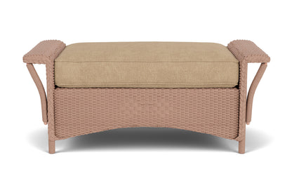 Lloyd Flanders Nantucket Large Ottoman in Rosewood with Hayden Sand fabric