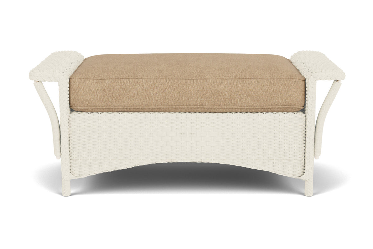 Lloyd Flanders Nantucket Large Ottoman in Ivory with Hayden Sand fabric
