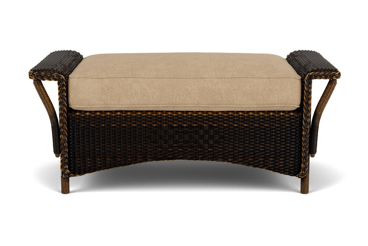 Lloyd Flanders Nantucket Large Ottoman in Mink with Hayden Sand fabric