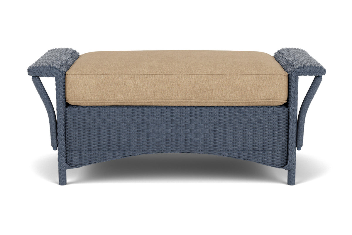 Lloyd Flanders Nantucket Large Ottoman in Denim Blue with Hayden Sand fabric