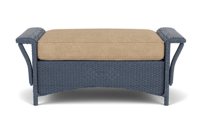 Lloyd Flanders Nantucket Large Ottoman in Denim Blue with Hayden Sand fabric