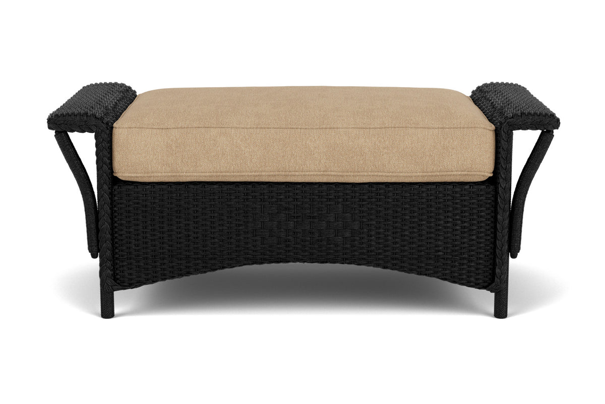 Lloyd Flanders Nantucket Large Ottoman in Ebony with Hayden Sand fabric