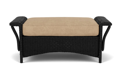 Lloyd Flanders Nantucket Large Ottoman in Ebony with Hayden Sand fabric